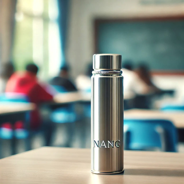 A single nang canister placed on a table, with a modern, minimalist background to highlight its design.